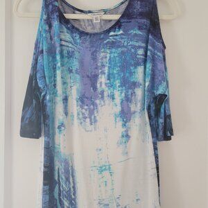 Calvin Klein Shirt Size Small abstract print, shoulder cutouts
